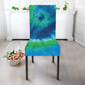 Blue Green And White Tie Dye Print Dining Chair Slipcover