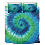 Blue Green And White Tie Dye Print Duvet Cover Bedding Set