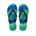 Blue Green And White Tie Dye Print Flip Flops