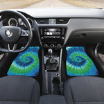 Blue Green And White Tie Dye Print Front and Back Car Floor Mats