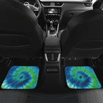 Blue Green And White Tie Dye Print Front and Back Car Floor Mats