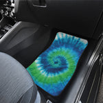 Blue Green And White Tie Dye Print Front and Back Car Floor Mats