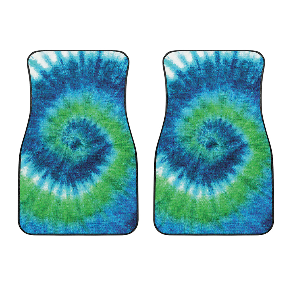 Blue Green And White Tie Dye Print Front Car Floor Mats