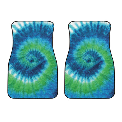 Blue Green And White Tie Dye Print Front Car Floor Mats