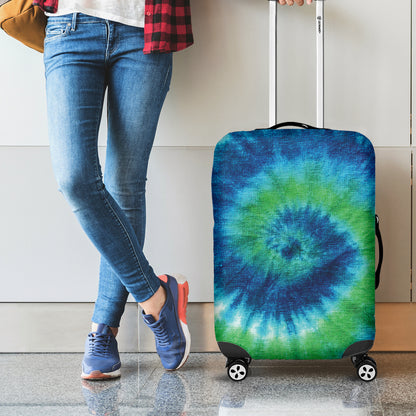 Blue Green And White Tie Dye Print Luggage Cover