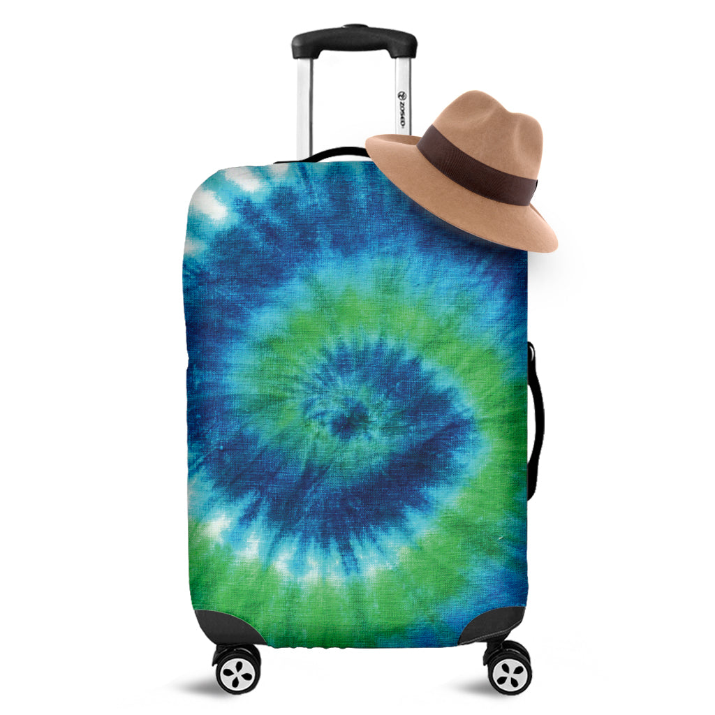 Blue Green And White Tie Dye Print Luggage Cover