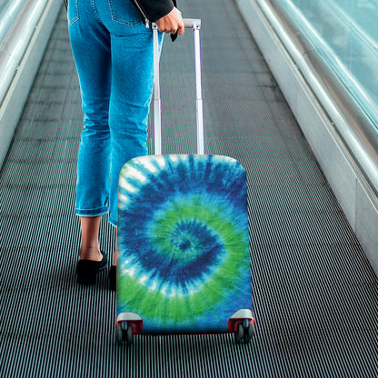Blue Green And White Tie Dye Print Luggage Cover