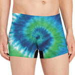 Blue Green And White Tie Dye Print Men's Boxer Briefs