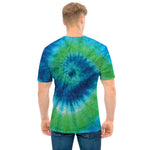 Blue Green And White Tie Dye Print Men's T-Shirt