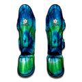 Blue Green And White Tie Dye Print Muay Thai Shin Guards