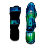 Blue Green And White Tie Dye Print Muay Thai Shin Guard