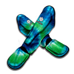 Blue Green And White Tie Dye Print Muay Thai Shin Guard
