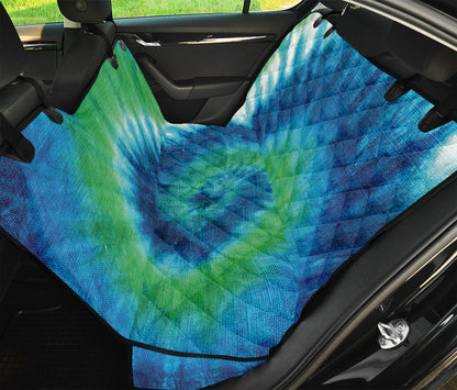 Blue Green And White Tie Dye Print Pet Car Back Seat Cover