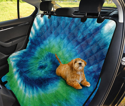 Blue Green And White Tie Dye Print Pet Car Back Seat Cover