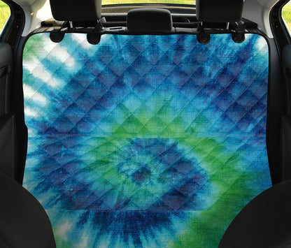 Blue Green And White Tie Dye Print Pet Car Back Seat Cover