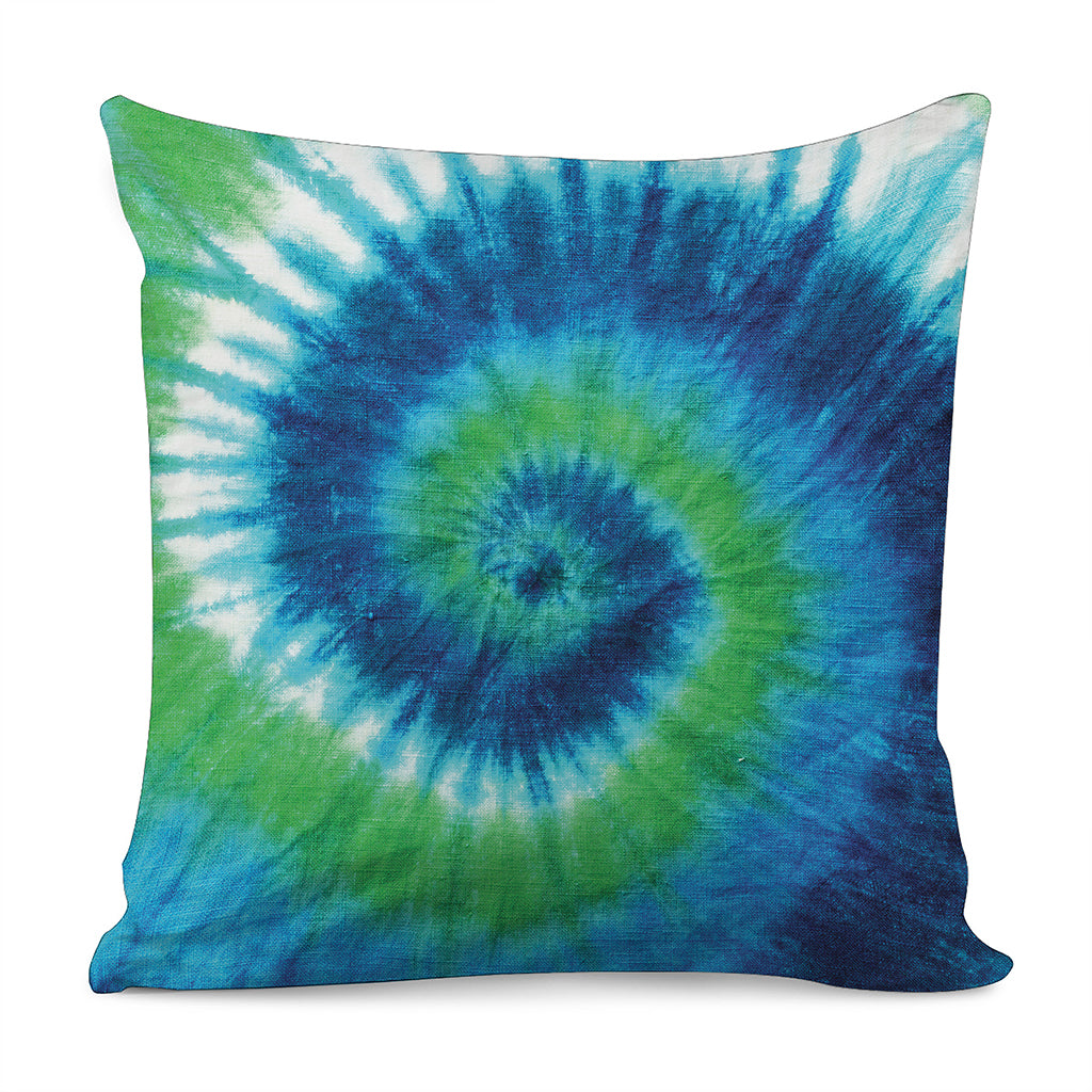 Blue Green And White Tie Dye Print Pillow Cover