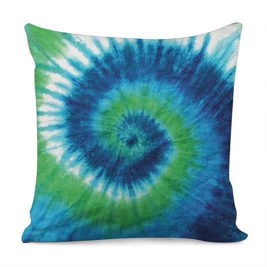 Blue Green And White Tie Dye Print Pillow Cover