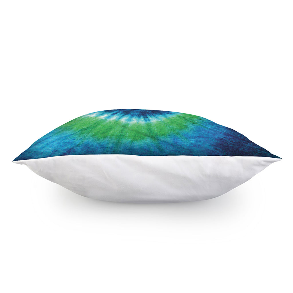 Blue Green And White Tie Dye Print Pillow Cover