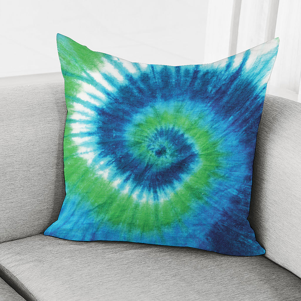 Blue Green And White Tie Dye Print Pillow Cover