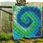 Blue Green And White Tie Dye Print Quilt