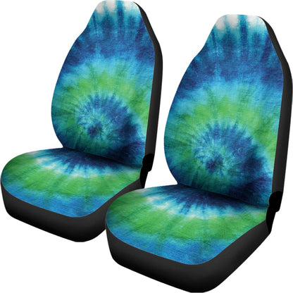 Blue Green And White Tie Dye Print Universal Fit Car Seat Covers