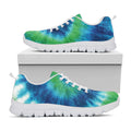 Blue Green And White Tie Dye Print White Running Shoes