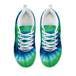 Blue Green And White Tie Dye Print White Sneakers