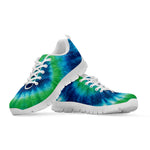 Blue Green And White Tie Dye Print White Sneakers