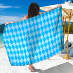 Blue Harlequin Pattern Print Beach Sarong Wrap