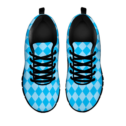 Blue Harlequin Pattern Print Black Sneakers