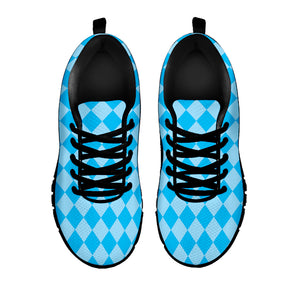 Blue Harlequin Pattern Print Black Sneakers