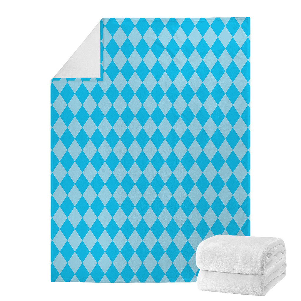 Blue Harlequin Pattern Print Blanket