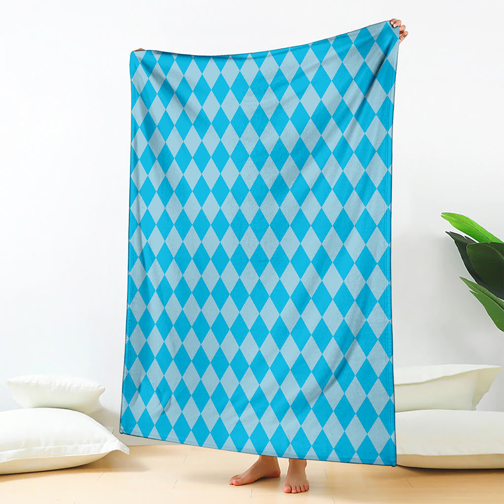 Blue Harlequin Pattern Print Blanket