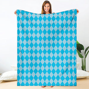 Blue Harlequin Pattern Print Blanket