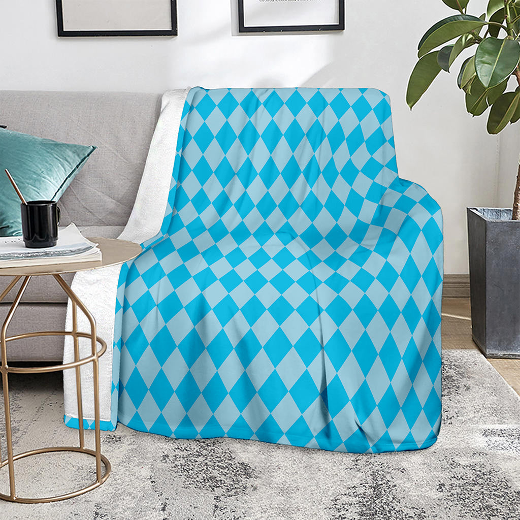 Blue Harlequin Pattern Print Blanket