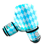 Blue Harlequin Pattern Print Boxing Gloves