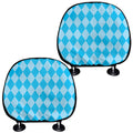 Blue Harlequin Pattern Print Car Headrest Covers