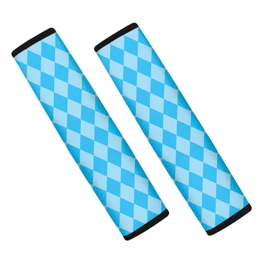 Blue Harlequin Pattern Print Car Seat Belt Covers