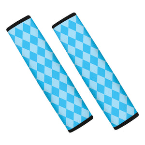 Blue Harlequin Pattern Print Car Seat Belt Covers