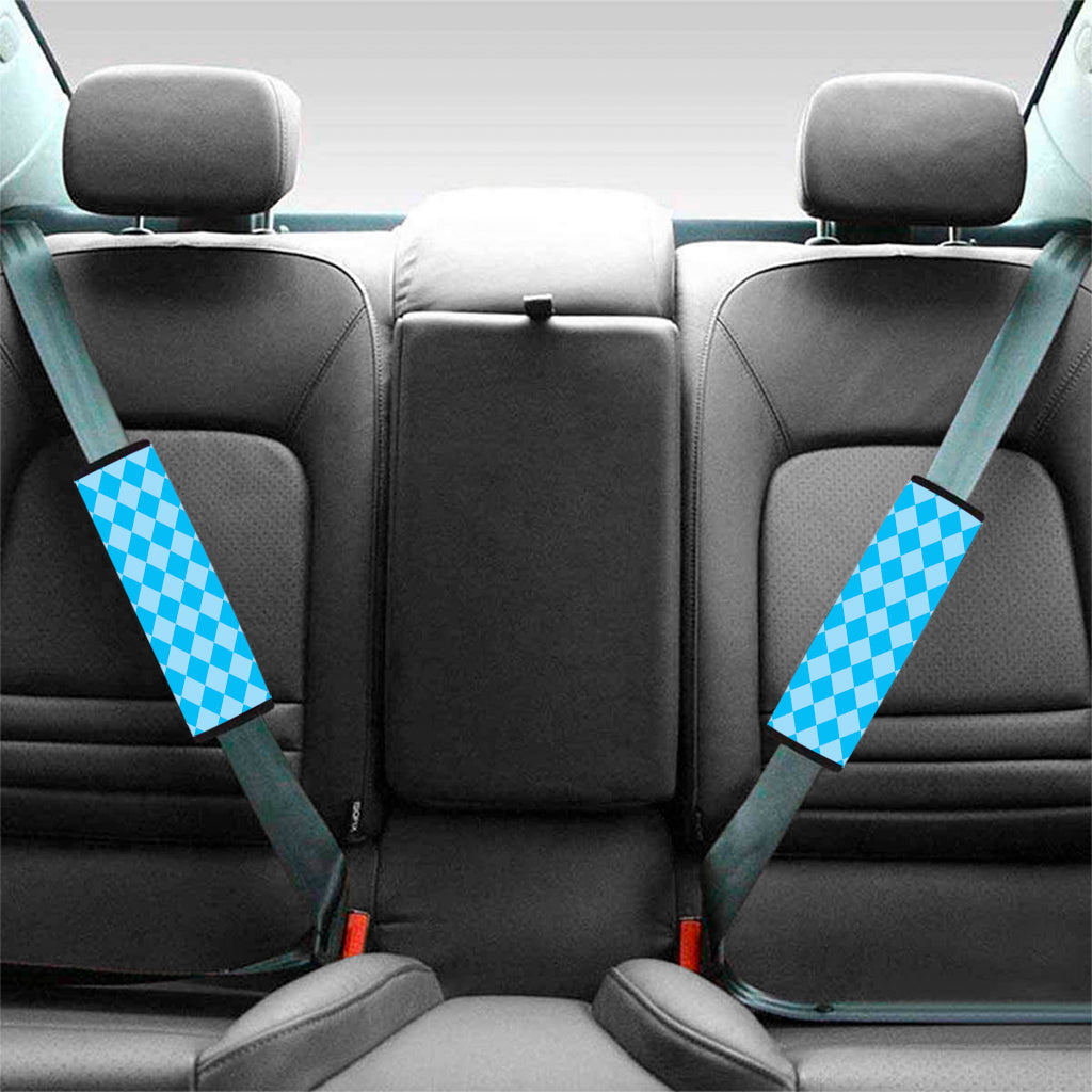 Blue Harlequin Pattern Print Car Seat Belt Covers