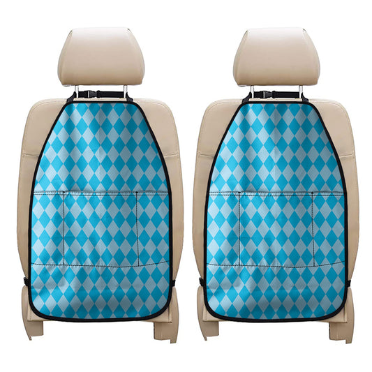 Blue Harlequin Pattern Print Car Seat Organizers