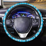 Blue Harlequin Pattern Print Car Steering Wheel Cover