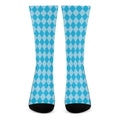 Blue Harlequin Pattern Print Crew Socks