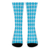 Blue Harlequin Pattern Print Crew Socks