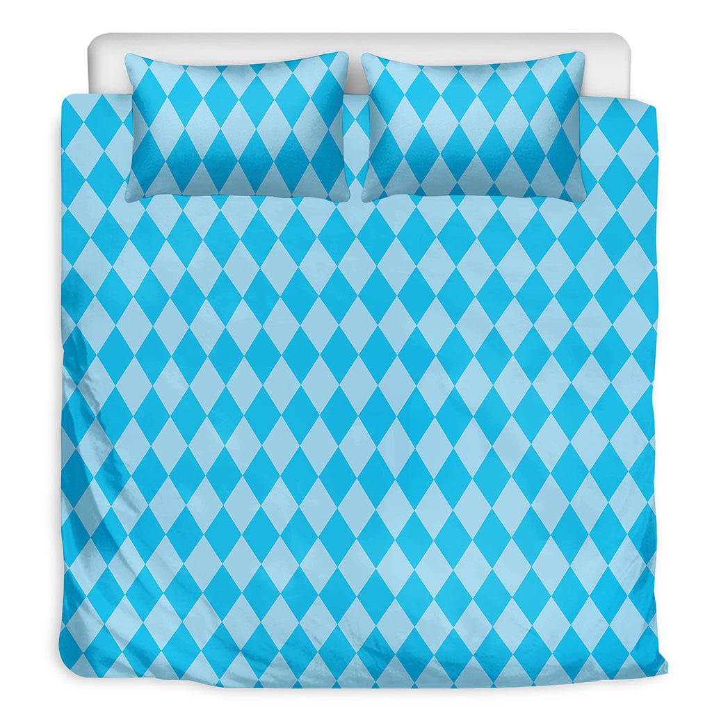 Blue Harlequin Pattern Print Duvet Cover Bedding Set