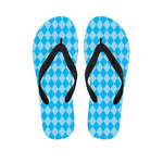 Blue Harlequin Pattern Print Flip Flops