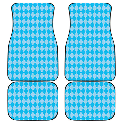 Blue Harlequin Pattern Print Front and Back Car Floor Mats