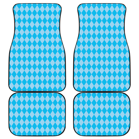 Blue Harlequin Pattern Print Front and Back Car Floor Mats