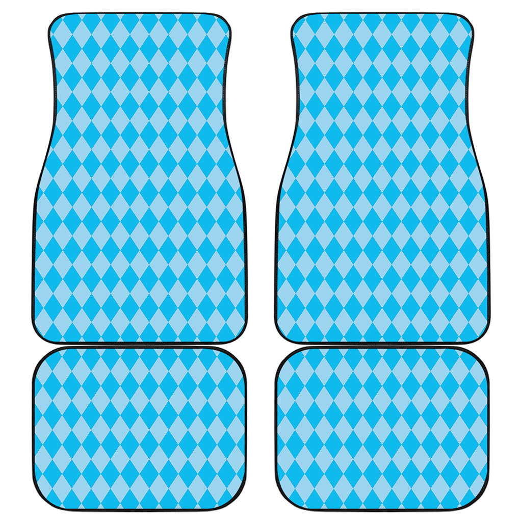 Blue Harlequin Pattern Print Front and Back Car Floor Mats