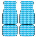 Blue Harlequin Pattern Print Front and Back Car Floor Mats